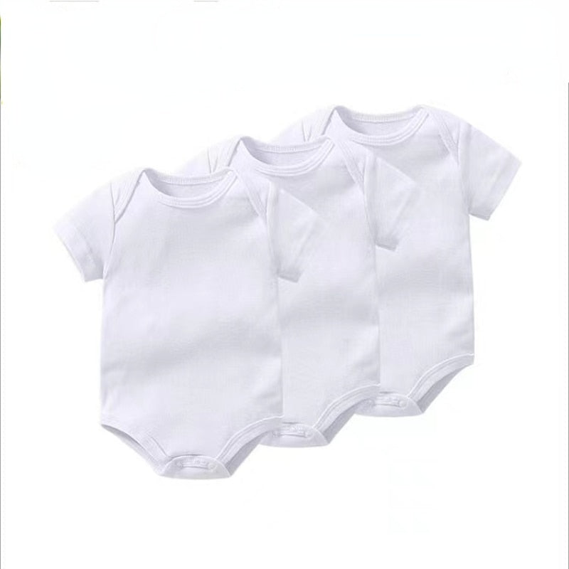 100% Cotton White BABY ROMPER 3PC/8PC - MaternalLOVE MaternalLOVE