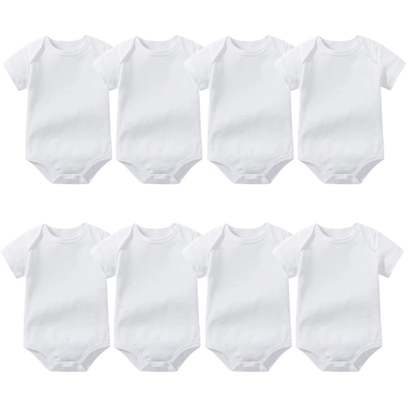 100% Cotton White BABY ROMPER 3PC/8PC - MaternalLOVE MaternalLOVE