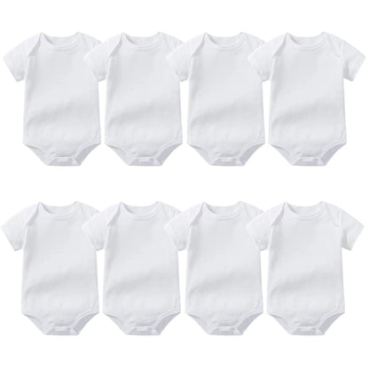 100% Cotton White BABY ROMPER 3PC/8PC - MaternalLOVE MaternalLOVE