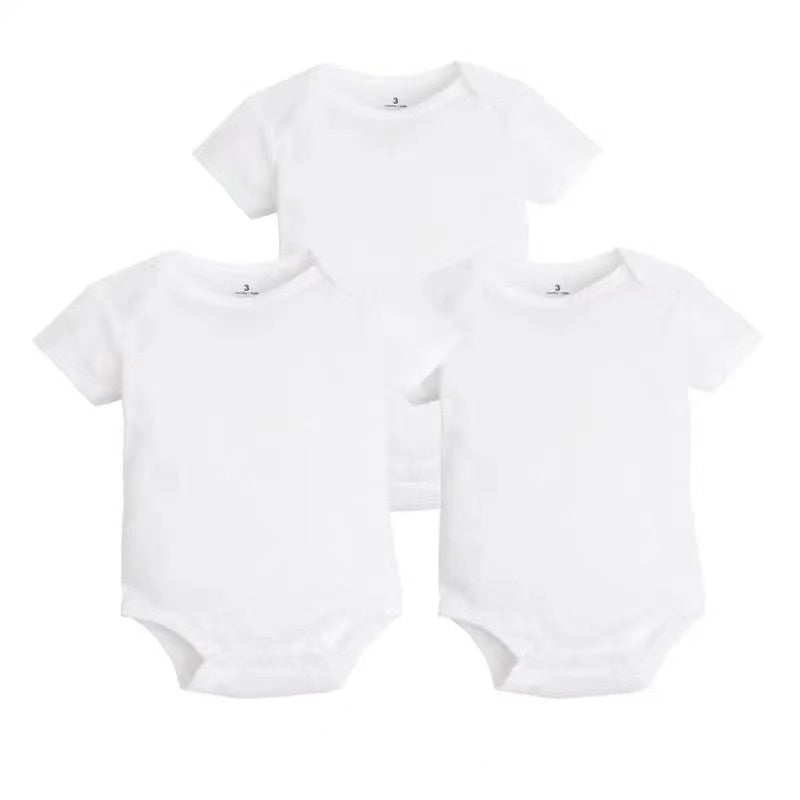 100% Cotton White BABY ROMPER 3PC/8PC - MaternalLOVE MaternalLOVE